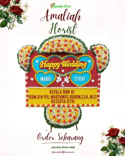 Karangan Papan Bunga Pernikahan di Growong